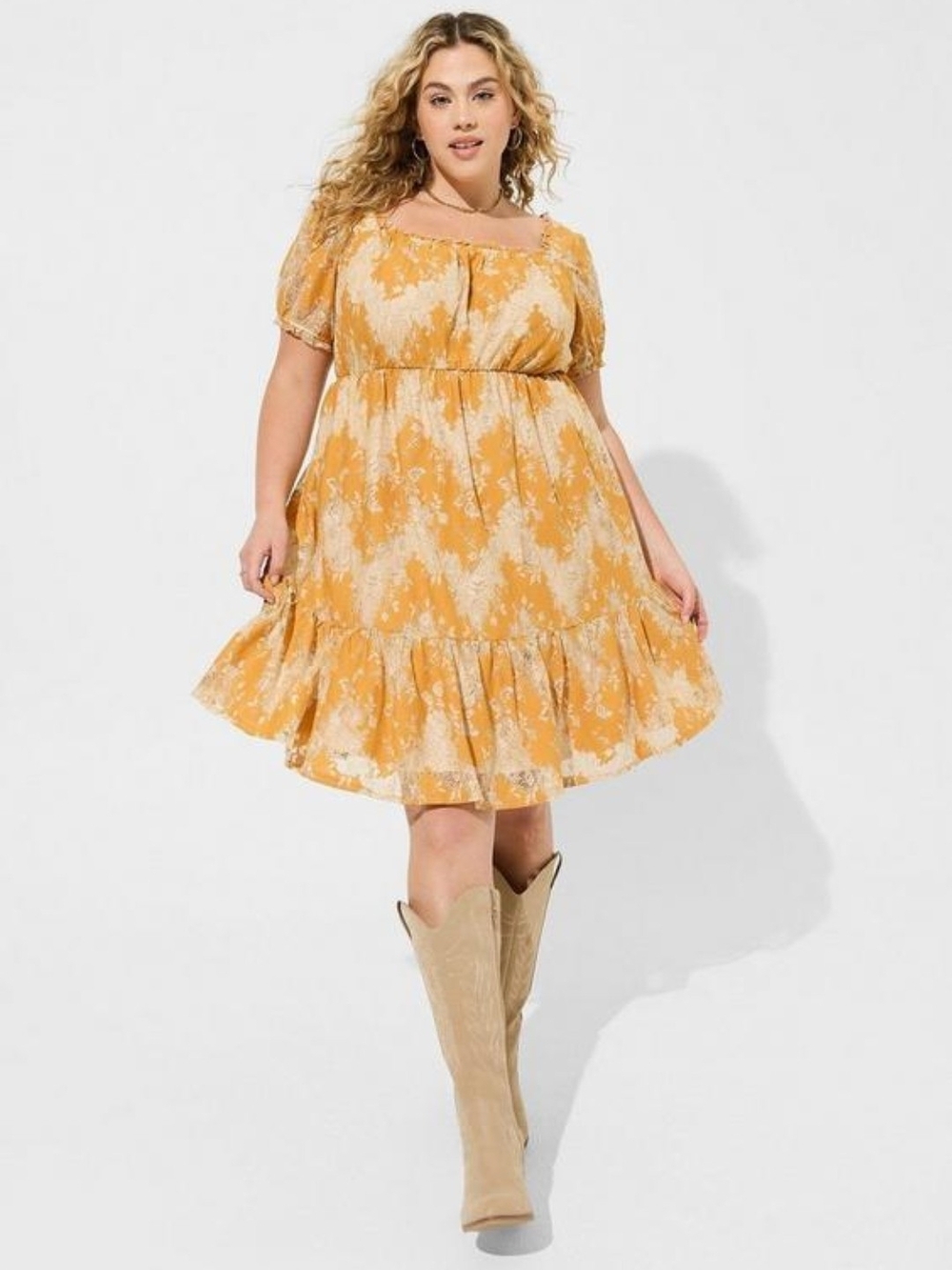 BNTW Torrid Mini Two Tones Tiered Babydoll Peasant Dress Size 4